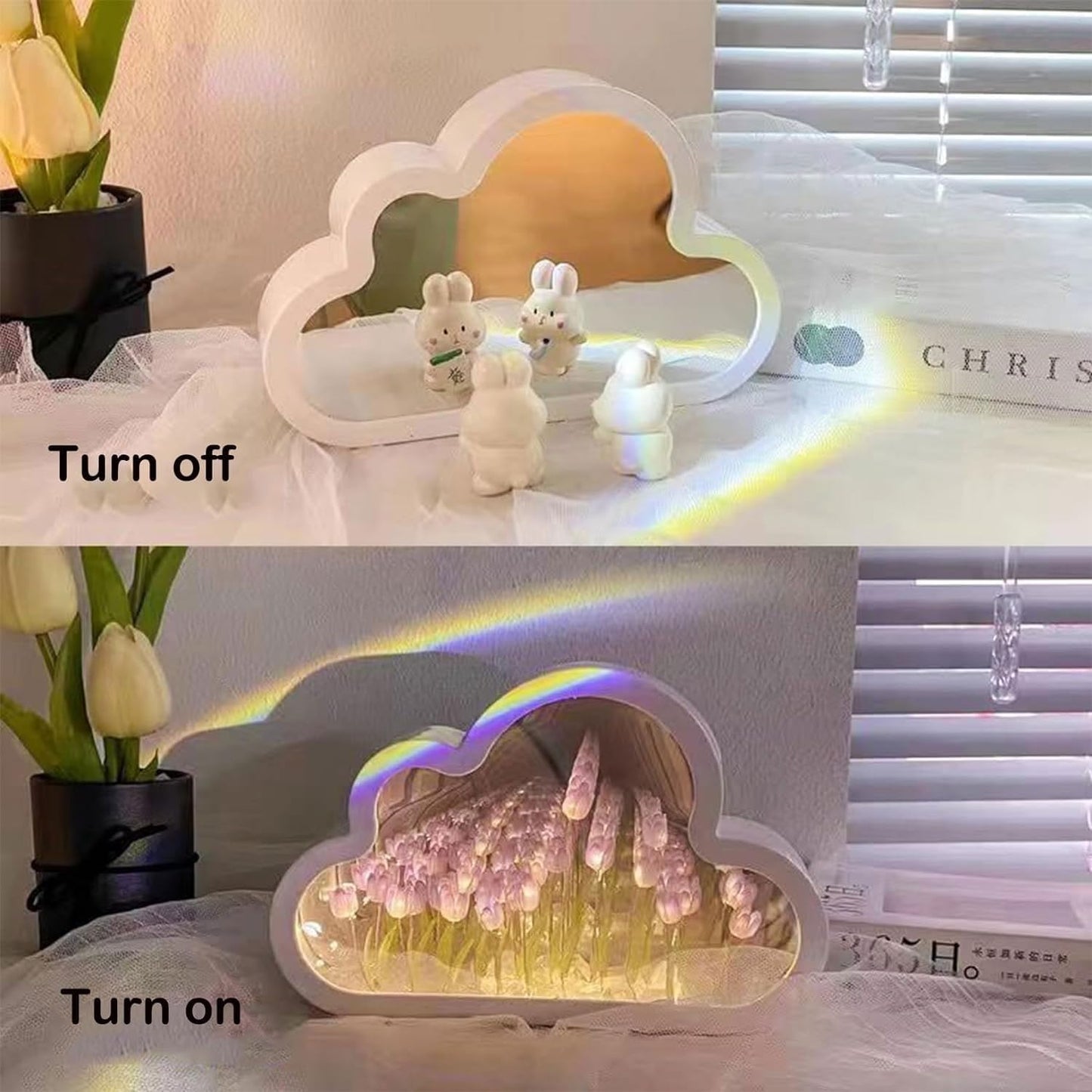 Flower Cloud Tulip Mirror Lighting Lamp - Marwat's Collection